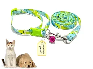 Royale Dog Puppy Cat Collar and Leash Set Nylon Adjustable Small Cat Collars Lead for Puppy and Cat Leash Collar Set ( Design -A )