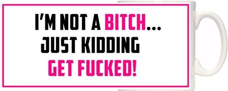 I AM NOT A BITCH Mug. Funny Mugs. I AM NOT A BITCH...JUST KIDDING GET F**KED!