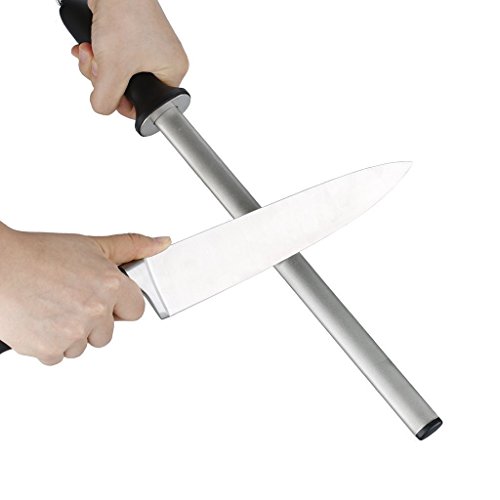 IPEGTOP Diamant Wetzstahl, 38cm Oval Wetzstähle Messerschärfer für Küchenmessern Köche, Messerschleifstab Schärfstab