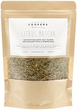 Citrus Matcha Detoxifying Bath Salt Blend With Essential Oils And Matcha Green Tea By Made By Coopers - 400g bag.