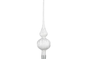 CHRISTBAUMKUGELN-24.DE Weihnachtsbaumspitze Groß 35cm in Ice Weiss Silber Regen Baumspitze Spitze Tannenbaumspitze Christbaumspitze Weihnachtsbaum Christbaum Tannenbaum Christmas Tree Top