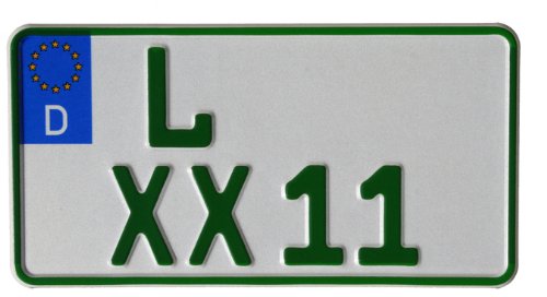 Traktor/Agrar KFZ-Kennzeichen EU 255 x 130 mm, reflektierend/grün für steuerbefreite Fahrzeuge, mit Wunschkennzeichen - 2