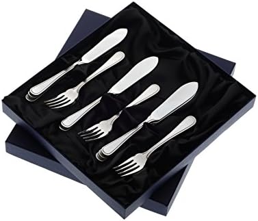 Arthur Price of England 6-Piece Bead 25 Year Silver Plated Boxed Pair of Fish Eater