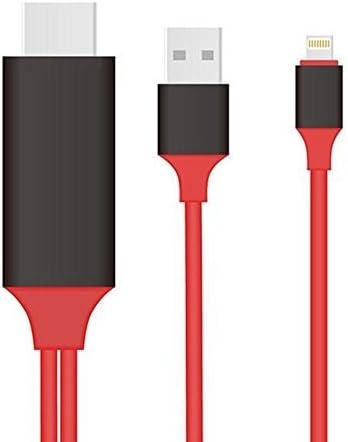 High Speed HDMI Cable 6.5ft - Plug and Play No need Wifi 1080P HDTV Adapter for IPhone 5 5S 6 6S Plus 7 Plus iPad Pro (Red)