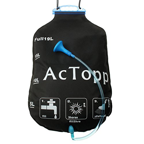 Preisvergleich Produktbild AcTopp Campingdusche Solardusche 19L mit Duschkopf tragbare Camping Dusche Pool Warmwasser Shower Gartendusche Pooldusche Duschen Beutel Tauchpumpe Wandern im Freien EVA Schwarz