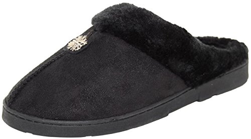 Chaussons chauds pour femme Imitation fourrure - Noir - Snuggle-Black, 35.5