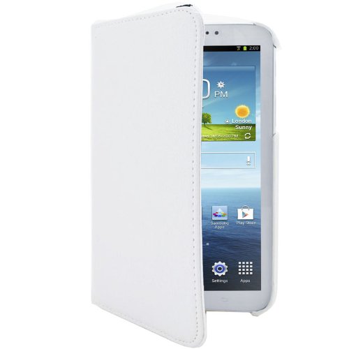 gada – Samsung Galaxy Tab 3 P3200 P3210 P3220 360° drehbare Leder-Imitat Tasche mit praktischer Standfunktion in schickem Weiß inkl. kostenloser Displayfolie und Touch Pen - 4