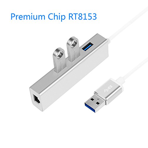USB 3.0 Hub – Badalink Premium 3 Port Aluminium USB 3.0 mit RJ45 10/100/1000 Gigabit Ethernet Adapter Konverter LAN-Adapter für Macbook Pro Air, iMac, Mac Mini, ChromeBook Pixel, Surface Pro - 3