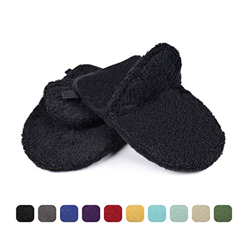 VEEYOO 100% Cotton Mini Oven Mitts Terry Heat Resistant Oven Gloves for Kitchen Set of 2, 7.5 x 5.5, Black