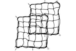 DAKEXIONG Rete da carico per moto, 2 pezzi, 40 x 40 cm, con 6 ganci regolabili, resistente, rete elastica per casco, moto, bicicletta, rete elastica per riporre oggetti,Nero