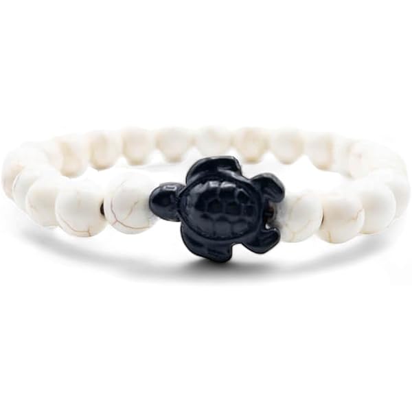 Bracciale Elastico Con Tartaruga Di Mare E Pietre Naturali – Per Uomo E Donna – Stile 4 – Perimetro 20 Cm