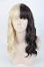 Topcosplay Women's Medium Fluffy Curly Half Blonde and Half Natural Black two Tone Hair Halloween Cosplay Costume Fiber Hair Wigs