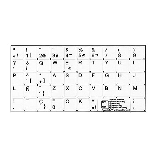 Preisvergleich Produktbild Selbstklebende Tasten Tastatur Spanisch Boden Weiß Lamination Extra Nachhaltige
