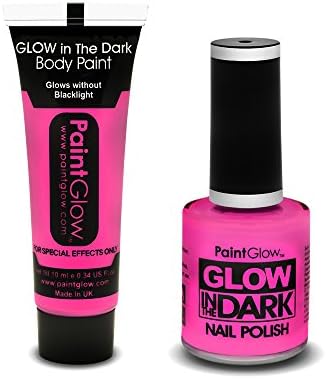 PaintGlow™ Glow in the dark Cosmetic Box Set Party Bright Pink Colour for Body, face and nails