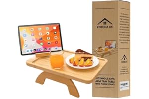 Kotona UK Foldable Bamboo Tray Table, Portable Desk for Bed or Sofa, Eco-Friendly Workstation for Home Office. Natural Fixed Rectangle.