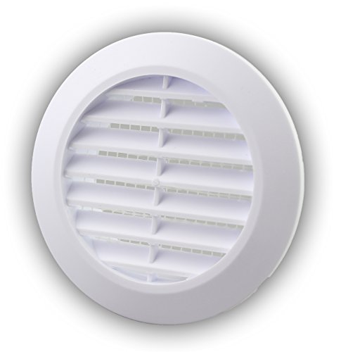 Lüftungsgitter Abschlussgitter rund Ø 90 mm weiß mit Insektennetz Gitter ABS Kunststoff witterungsbeständig Insektenschutz