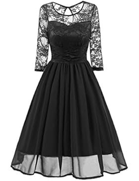 Amlaiworld Damen blumen Vintage Abendkleid elegant Hochzeit Kleider Retro party Klassische strickkleid Herbst...