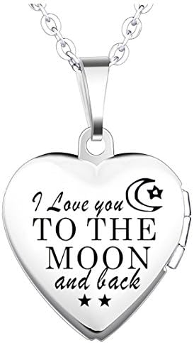 Mrs IXIQI Infinity Love Heart Pendant Necklace Locket Engraved on the back With " I love you to the moon and back" Gifts Present For Women With 45cm Chains (BT_027_White1)