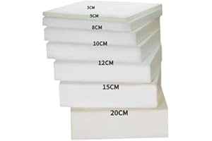 MOTTK White Foam Sponge High Density Foam Cushion, 10/12/15 cm Ultra Thick Replacement Foam Padding for Seating Seat Cushion (7 cm Thick, 60 x 60 cm)