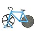 Produktbild HanDingSM Fahrrad-Pizzaschneider, doppelte Schneide aus Edelstahl, Antihaftbeschichtung, Schneide-Räder mit Ständer blau