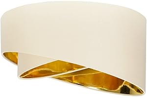 MiniSun | Modern Beige and Gold Double Layer Ceiling Light Shade | Pendant Lights, Home Décor & Improvement Essential | 400mm Shade Width