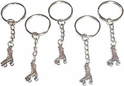 FizzyButton GiftsSet of 5 Roller Skate Skating Keyrings with Silver Tone Keychains