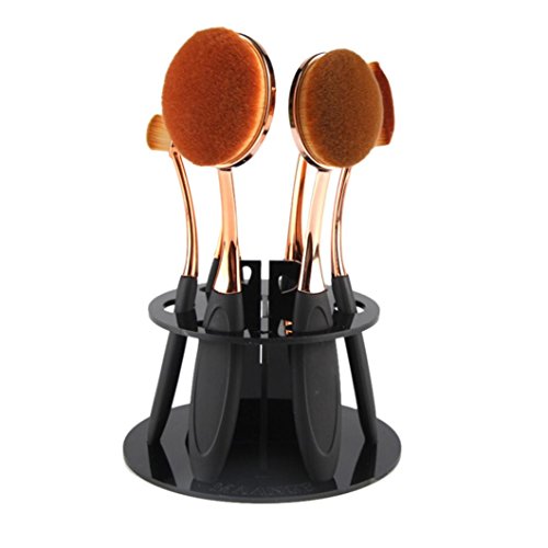 Tonsee 6 Hole Oval Makeup Brush Holder Drying Rack Organizer Cosmetic Shelf Tool
