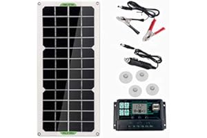 COXZD Euizz 30W Pannello Solare Auto Van Barca Trickle Portatile 12V Caricabatteria con 100A Controller