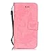 Lomogo [Butterfly Flower] iPhone 5S 5 SE Leather Wallet Case with Kickstand Credit Card Holder Magnetic Closure Shockproof Flip Case Cover for Apple iPhone 5S 5 SE (Pink)