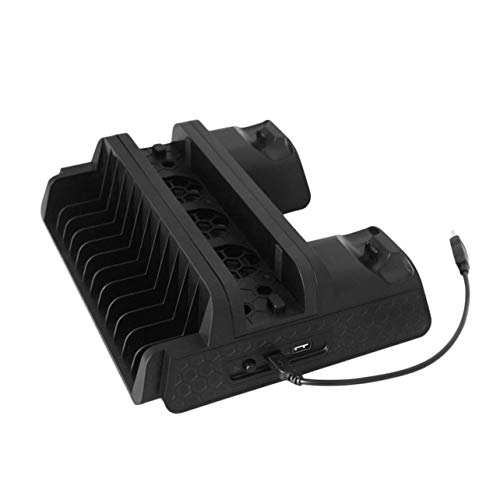 Preisvergleich Produktbild WOSOSYEYO Multifunktions-Cooling Stand Professionelle Kühler CD-Halter Doppel Charger Spielekonsole Zubehör für PS4-Serie (schwarz)