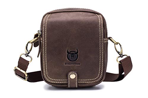 WeeDee Bolso Hombre Bandolera Cuero Vintage Crossbody Bolso de Mano Bolsa de Messenger Piel Práctico Bolso de Negocios Bolsa Cruzada Cuerpo (Mini Brown)