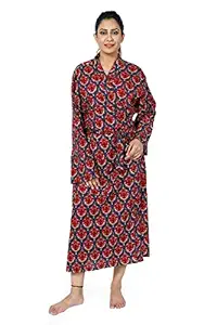 Handicraft-Palace Womens Cotton Floral Printed Bath Robes Bath wear (Blue)
