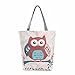 Produktbild Zolimx Owl Printed Canvas Tote Frauen Einkaufs Tasche Handtaschen (B)