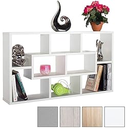 RICOO Etagère Murale Design en Bois WM050-W étagère Suspendue Meuble Mural Moderne Armoire de Rangement Decoration Maison Mobilier intérieure en Couleur Blanc