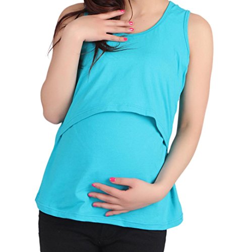 ESAILQ Enceinte Vêtements de Maternité Nursing Tops T-Shirt Allaitement Vest (Taille Unique, D)