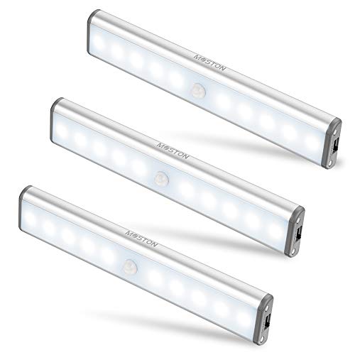 Luces de armario con sensor de movimiento, 20 luces LED recargables por USB, magnéticas, extraíbles en cualquier lugar para armario/armario/cajón/armario (1 paquete)