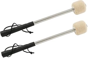 Wisyurt 2 Maillets de Tambour en Acier Basse de 12,5 Pouces, de Tambour en Feutre de avec PoignéE en Acier Inoxydable, Maillets de Tambour en AntidéRapants