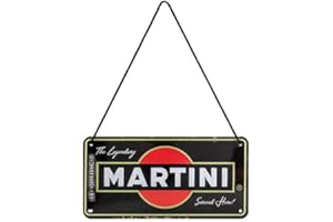 Nostalgic-Art Targa da Appendere Martini – Served Here – Idea Regalo per Amanti dei Cocktail, in Metallo, Decorazione con Design Vintage, 10 x 20 cm