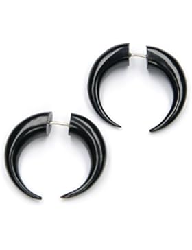 Ohrring Schmuck aus dem Horn des Wasserbüffels, Ohrschmuck Durchmesser: 2,5cm, mit Verschluss aus 925 Silber Paarpreis