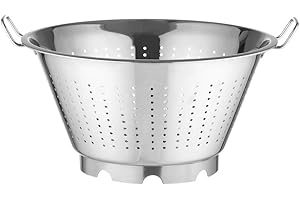 HENDI Passoire de cuisine, egouttoir, tamis pour la cuisine et le lavage des pâtes, des nouilles, des fruits, des légumes, des salades, rond, perforée, avec base et 2 poignées, ø365x(H)185 mm, Inox