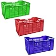 Urmila Plastic® Crates Multipurpose Crates for Storage & Organizer for Home (542 x 360 x 300 mm) Multicolor Set of 3