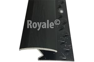Royale® Z Edge Strip - Black Metal Door Threshold, Bar Plate, Carpet to Laminate - Black Finish