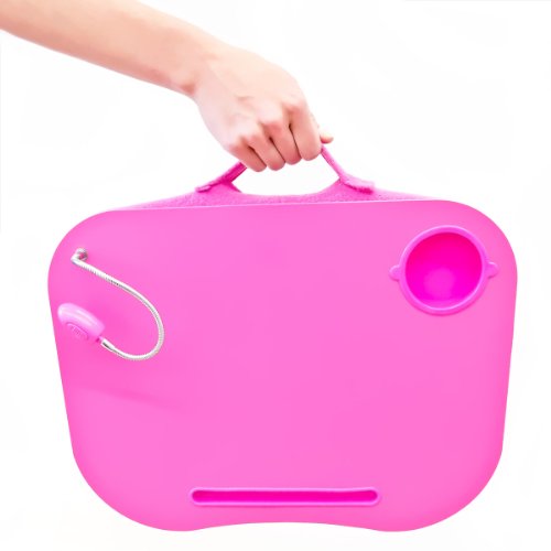 Relaxdays 10016334 Laptoptisch Knietablett mit LED-Licht und Getränkehalter, rosa - 6