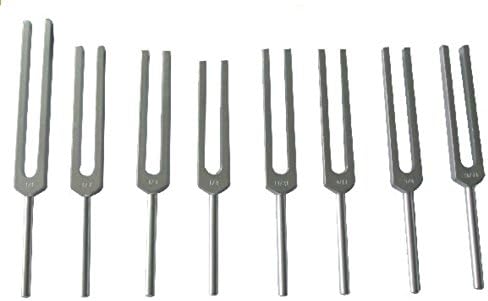 Fibonacci Tuning Fork Set of 8 with Rubber Mallet and Pouch.
