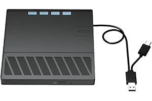 HTU 7 in 1 USB 3.0 Type C CD/DVD/BD -/+RW Player Writer Reader with SD/TF Port Optical External DVD Drive Slim Ray for Windows XP/7/8/10/11 Laptop Desktop