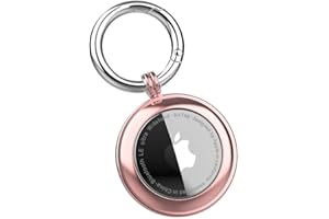 RECKNEY Porte-cles AirTag en Metal Or Rose – Porte-cles Airtag Compatible avec Apple AirTag – Pare-Chocs Air Tag – Support Apple AirTag pour cles, Portefeuilles, Sacs, Sacs a Dos, Chiens et Chats