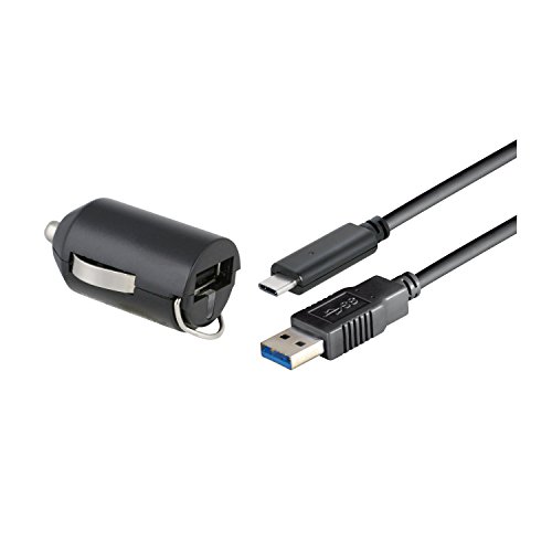Preisvergleich Produktbild Smart Planet Hochwertiges USB C 3.1 - Stecker Datenkabel / Ladekabel + KFZ Ladeadapter für z.B. Ihr Samsung Galaxy A3 2017 / A5 2017 USB Typ C-Stecker - USB-3.1 Typ A Stecker - Kabellänge: ca. 1 m