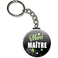 Merci MAÎTRE Porte clés chaînette 38mm ( Idée Cadeau Fin d'année Scolaire École Noël Remerciement )
