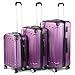 Produktbild Flexot 3-Teiliges ABS Reisekofferset, Hartschalenkoffer, Ultraleicht, 360° Rollsystem, 4 Rollen, Aluminium, Violett - Lila