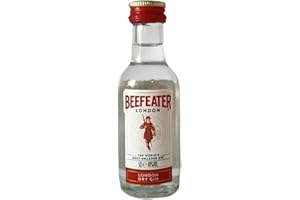 CAPRILO. Lote de 12 Botellas Mini Decorativas de Ginebra "Beefeater". Regalos Originales. Licores y Complementos. Detalles para Bodas, Comuniones, Bautizos y Cumpleaños. DS